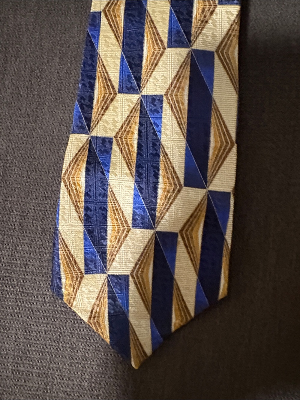 Contissima Geometric Blue and Gold Men's Tie - Picture 3 of 4